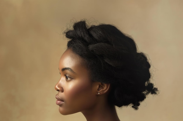 Stylish and elegant sideswept hairstyle portrait of a contemporary woman with a soft and trendy hairdo Showcasing grace and sophistication in a chic studio shot