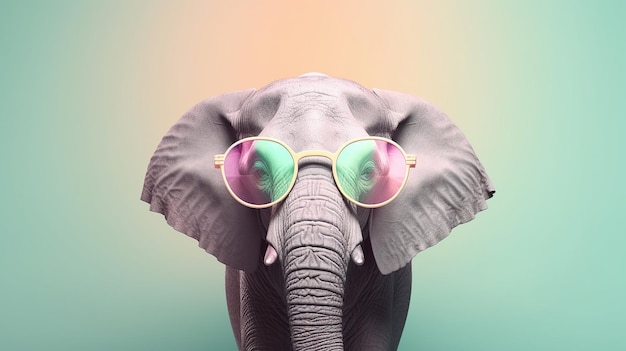 Stylish Elephant with Sunglasses in Pink Paradise