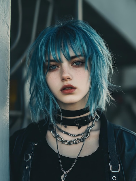 Photo stylish emo fashion featuring layered outfits and distinctive hairstyles