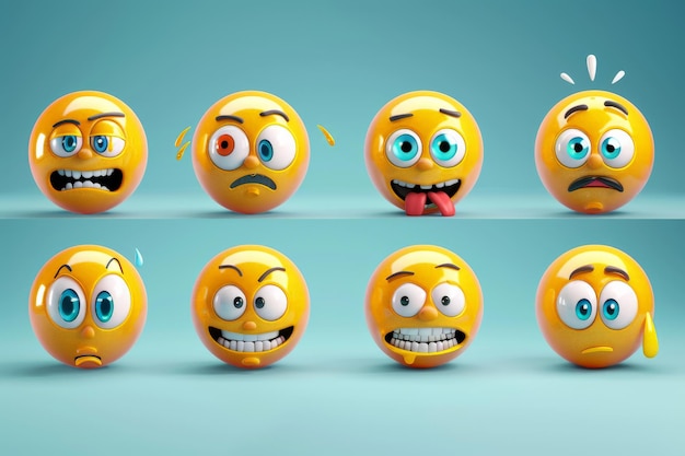 Photo stylish expressive emoji faces