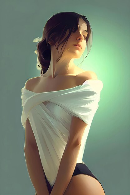 A stylish fashion portrait of a beautiful woman depicted in an isolated elegance