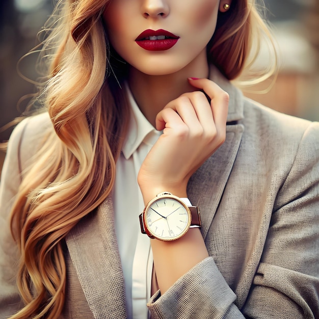 Photo stylish fashion watch on woman hand