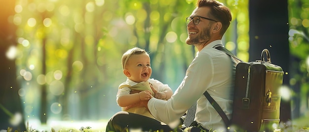 Stylish Father with Briefcase Sharing a Tender Smile