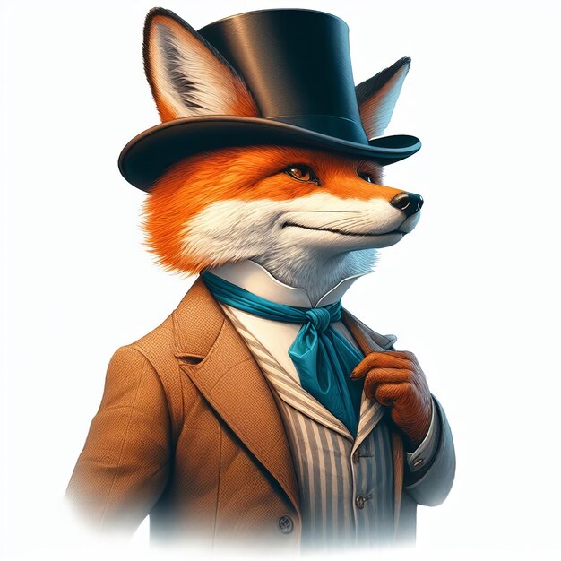 Stylish fox in tailored Victorian suit