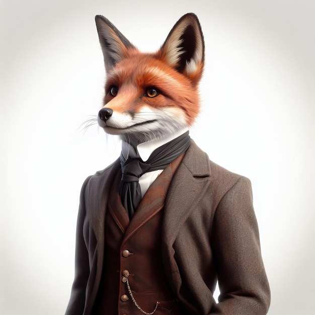 Stylish fox in tailored Victorian suit