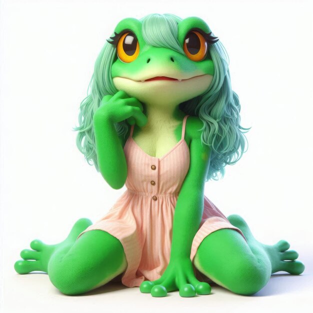 Stylish Frog with Flowing Hair