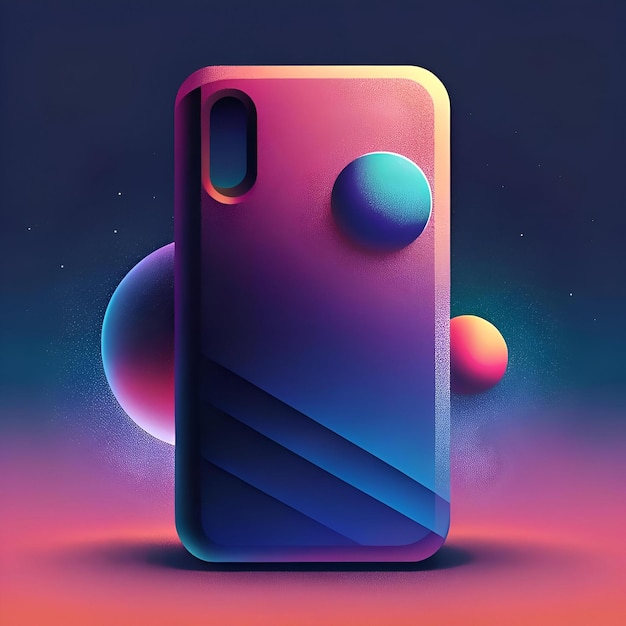 Photo a stylish futuristic illustration of a smartphone case against a vibrant cosmic backdrop