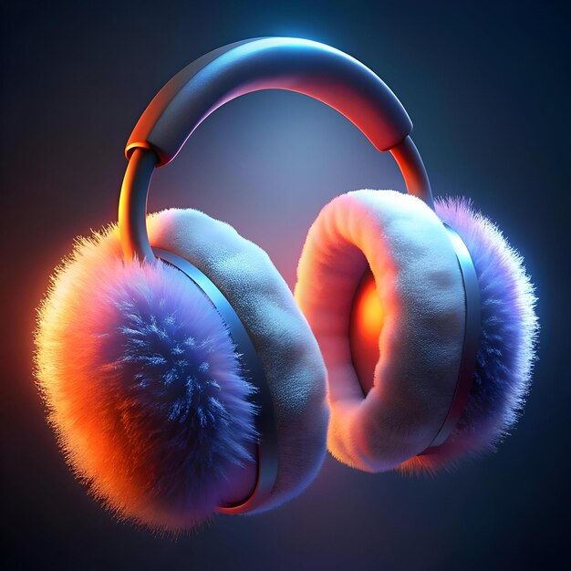 Photo stylish headphones with fuzzy earmuffs perfect for winter or a cozy vibe