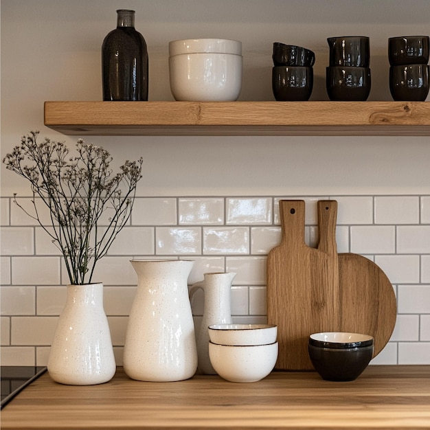 Photo stylish homeware items in kitchen