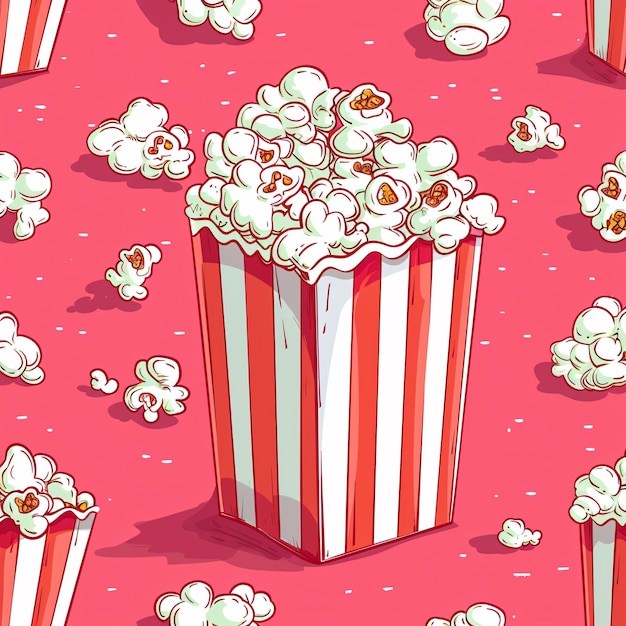 Photo stylish illustration of popcorn bucket with pink background