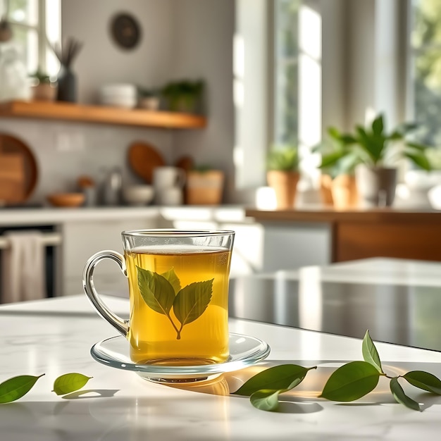 Stylish Kitchen Setting with Pure Leaf Green Tea Natural Light and Modern Decor