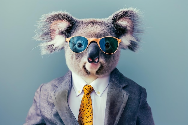 Photo stylish koala bear wearing funky fashion outfit posing for photo shoot