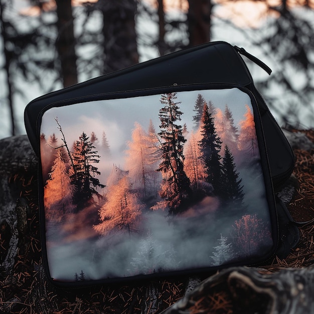 Photo stylish laptop sleeve with natural soft light design