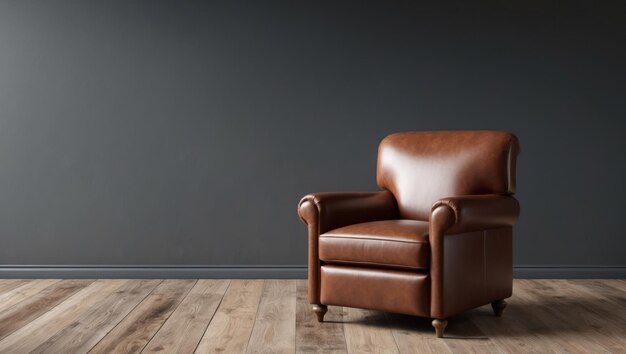 Photo stylish leather chair in a modern interior setting perfect for relaxation