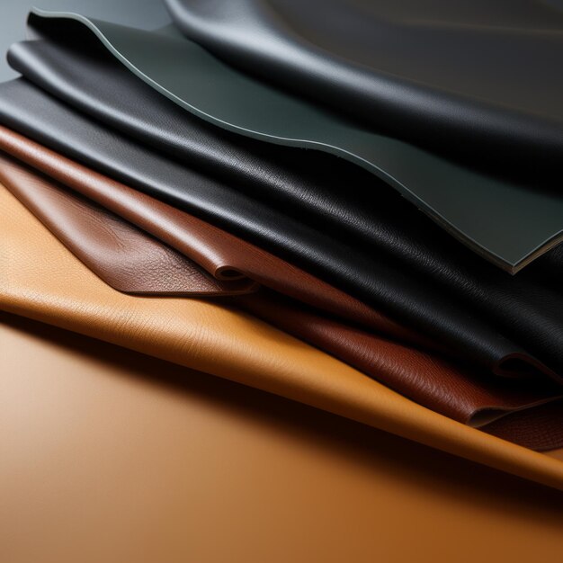 Stylish Leather Plain Sheet With Smooth And Shiny Orange And Black Layers