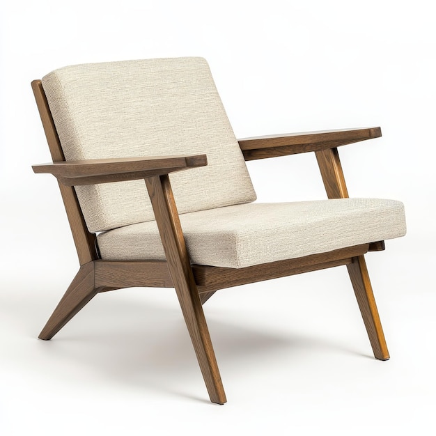 A stylish lounge chair with wooden legs and soft fabric cushions enhances any modern space