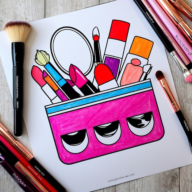 Photo stylish makeup coloring pages featuring trendy beauty looks