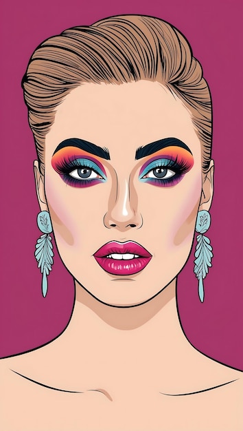 Photo stylish makeup coloring pages featuring trendy beauty looks