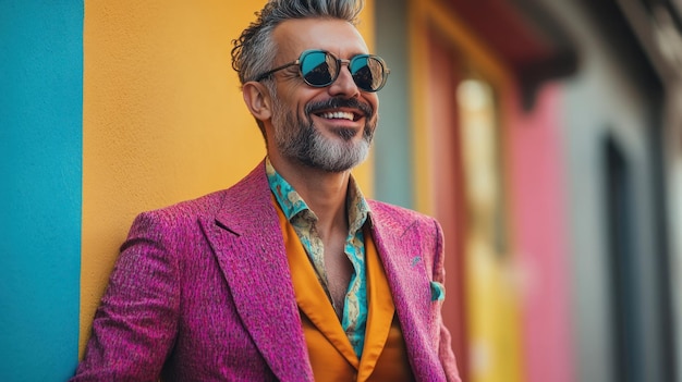 Photo stylish man with a colorful background