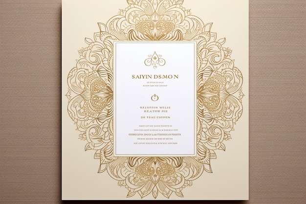 Stylish Mandala Art Invitation with Floral Border for Islamic Weddings