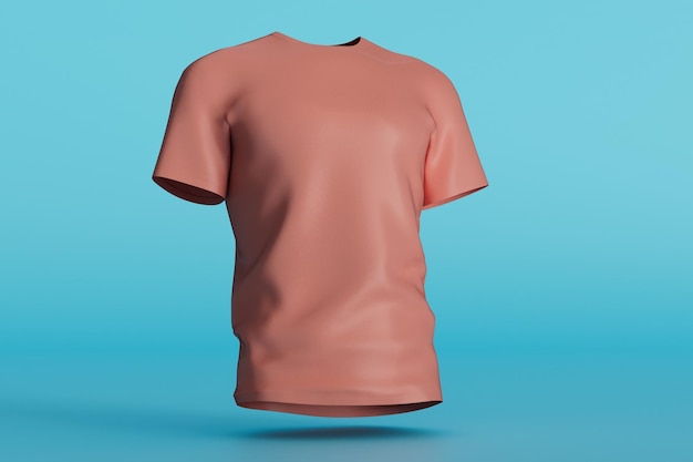 Stylish men's brown Tshirt on a blue background 3D render