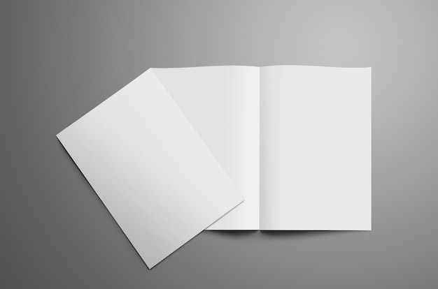 stylish mockup with two blank   a4 a5 bifold brochure isolated on gray background