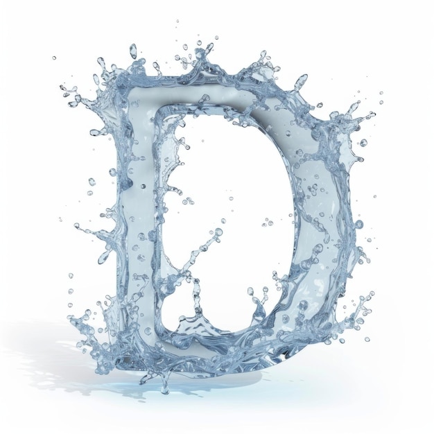 Photo stylish modern alphabet letter d water splashes alphabet isolated on white background d rendering