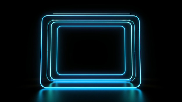 stylish modern blue neon light frame