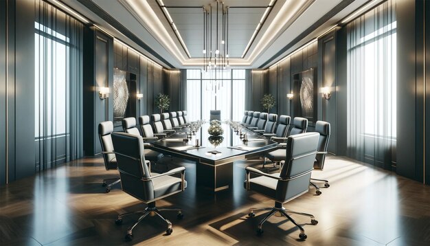 Stylish Modern Executive Conference Room Ready for HighLevel Meeting