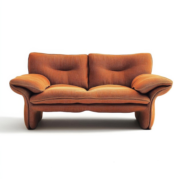 A stylish modern sofa in warm orange showcasing elegant curves and plush comfort