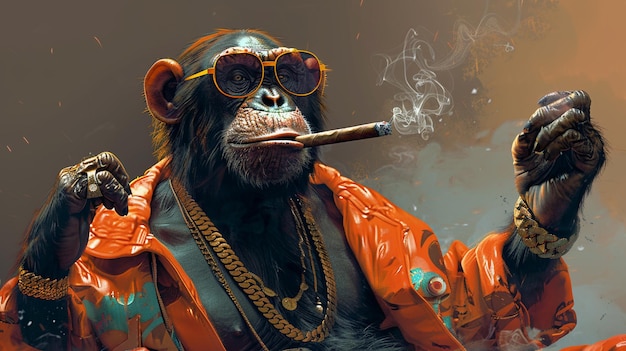 A stylish monkey rapping and dancing