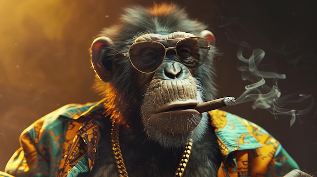 A stylish monkey rapping and dancing