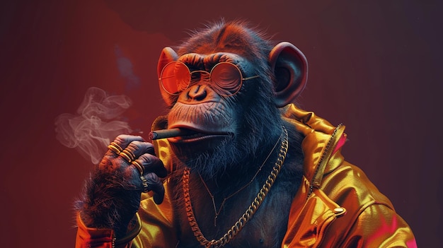 A stylish monkey rapping and dancing