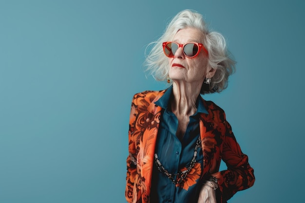 Stylish older woman with cigarette in studio Empowerment of seniors