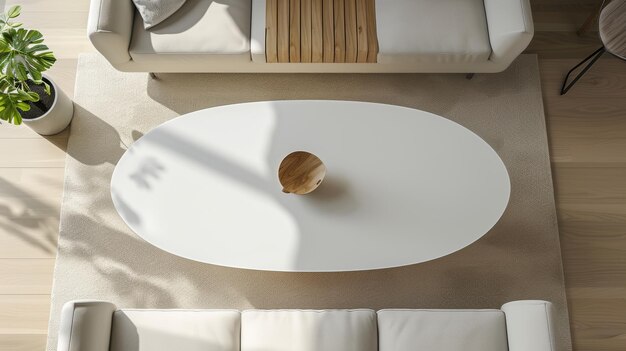 Photo stylish oval coffee table from above generative ai