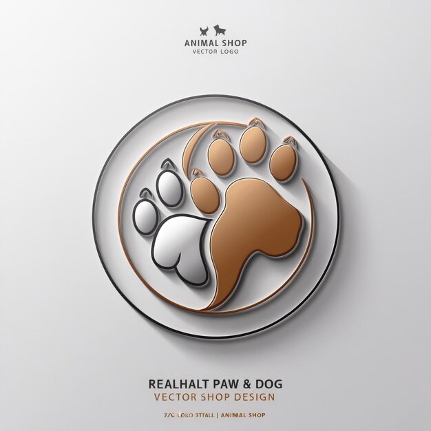 Photo stylish paw print logo design for an animal shop business