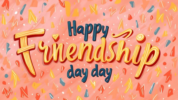 Photo stylish peach colored friendship day text with chevrons