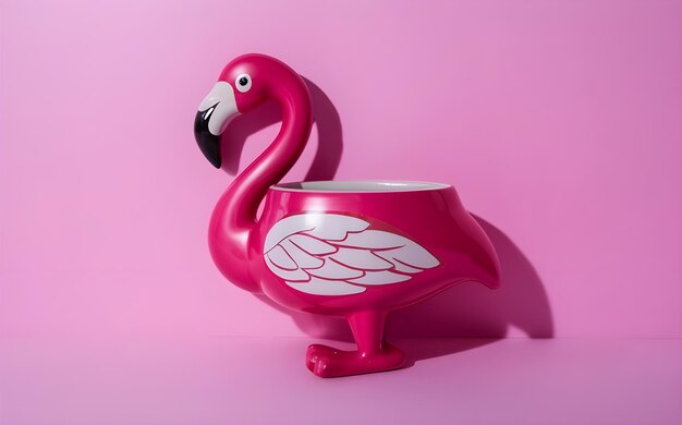 Photo stylish pink flamingo mug for coffee on the go perfect for ecofriendly enthusiasts