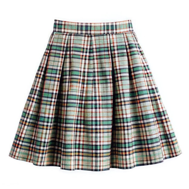 Photo stylish plaid skirt isolated on a white background for fashion display generative ai