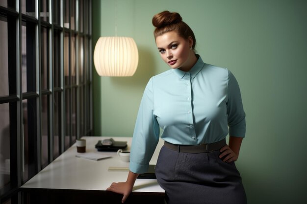 Photo stylish plussize woman manager in a professional outfit