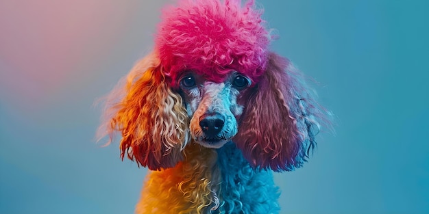 Photo stylish portrait of a multicolored curlyhaired purebred poodle dog concept pet photography stylish portraits curlyhaired dogs multicolored poodles purebred animals