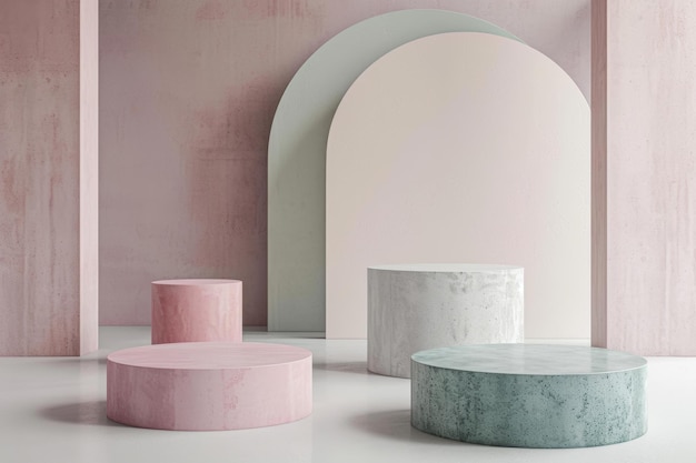 Stylish Product Display with Concrete 3in1 Podium in Pastel Colors