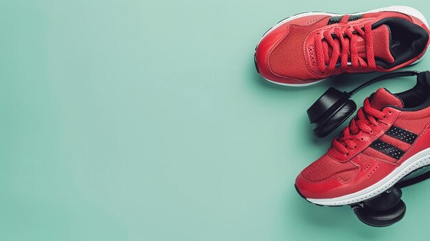 Stylish Red Sneakers Paired with Black High Socks