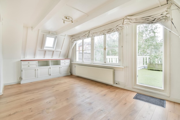 Stylish room with parquet