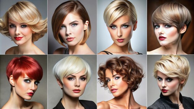 Photo stylish short hairstyles showcasing modern trends and diverse looks for women generative ai