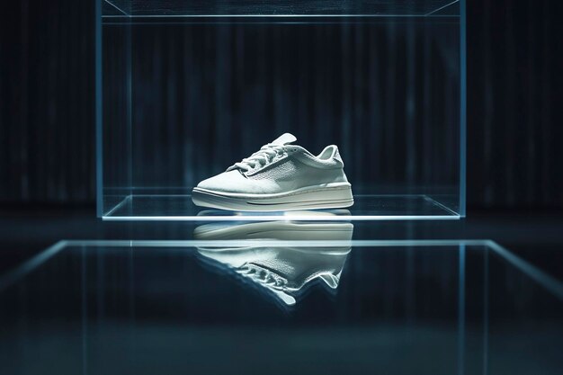 Photo stylish sneakers on display pedestals perfect for graphic designers