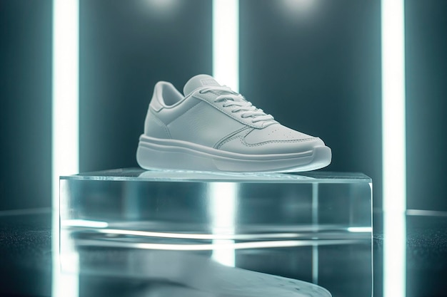 Stylish Sneakers on Display Pedestals Perfect for Graphic Designers