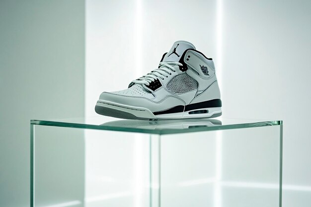 Stylish Sneakers on Display Pedestals Perfect for Graphic Designers