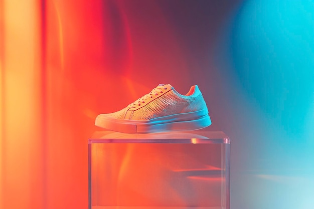 Photo stylish sneakers on display pedestals perfect for graphic designers