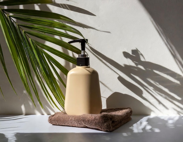 stylish soap dispenser on the wall of the bathroom